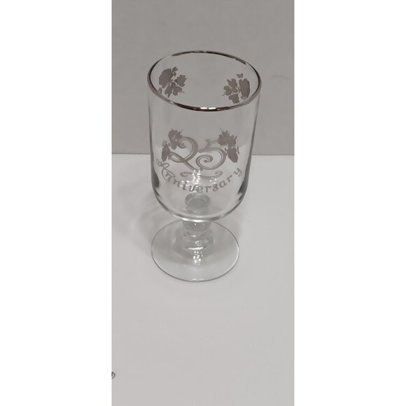 Vintage 25th Anniversary Silver Rim Goblet – Commemorative Glass Keepsake - Picture 2 of 4